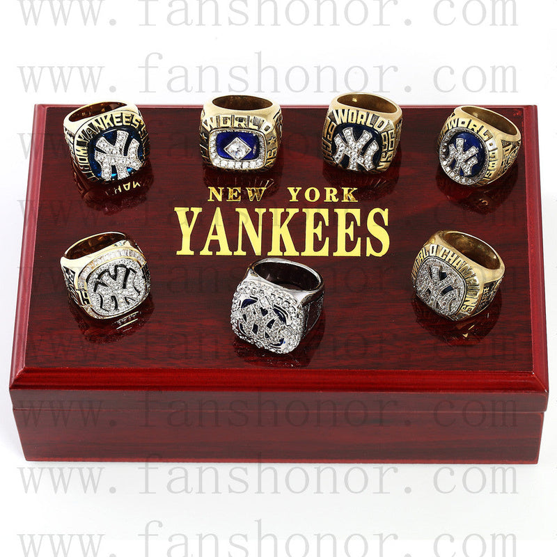 Customized New York Yankees MLB Championship Rings Set Wooden Display Box Collections